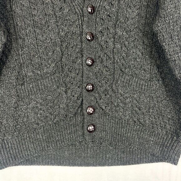 Carraig Donn Irish Pure New Wool Fisherman Cable Knit Cardigan Sweater Size XL - Picture 4 of 7